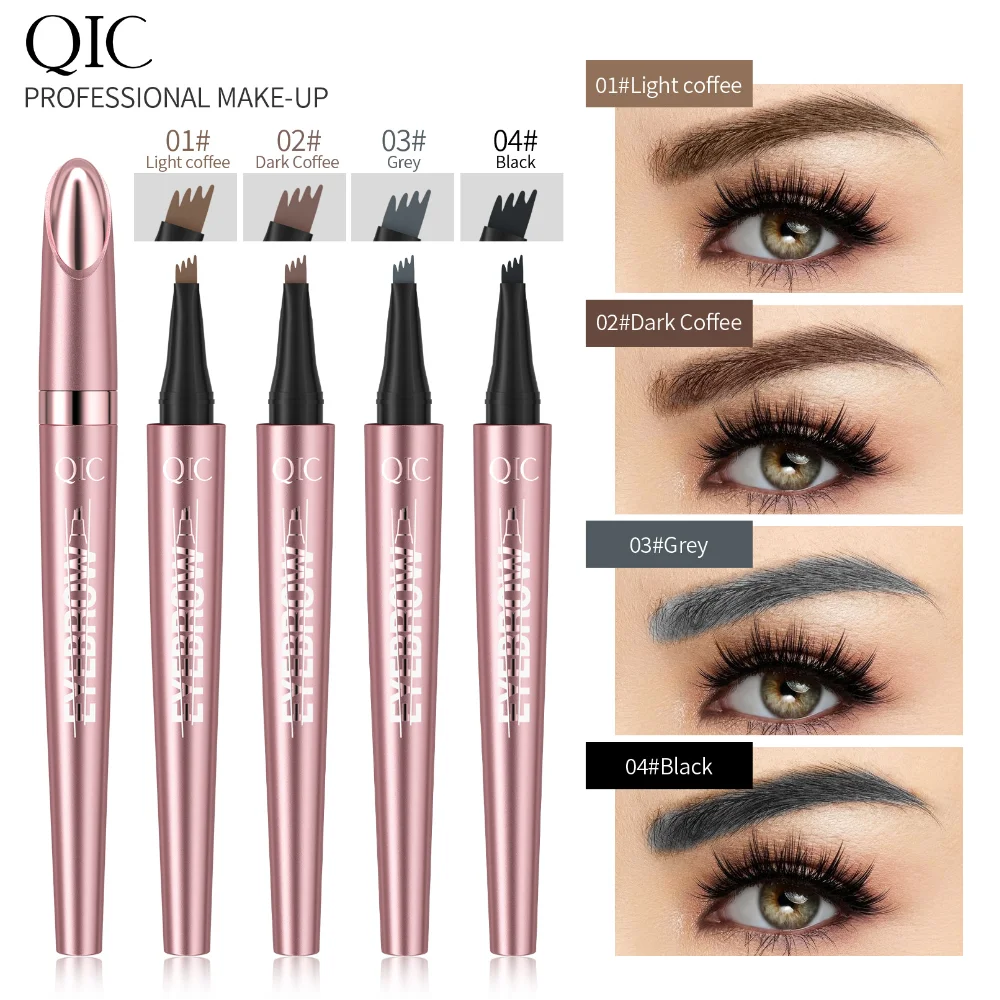 4 Forks Eyebrow Pencil Black Brown Gray Liquid Eye Brow Pencil Waterproof Long Lasting Natural Sweat-Proof Makeup Cosmetics