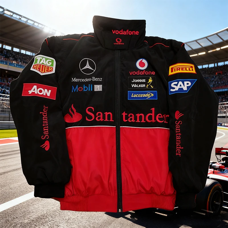 Team Autumn Winter Jacket Retro Motorcycle Leather Clothes Racing Baseball Jacket Man Casual Zipper Coat For Mercedes-Benz AMG