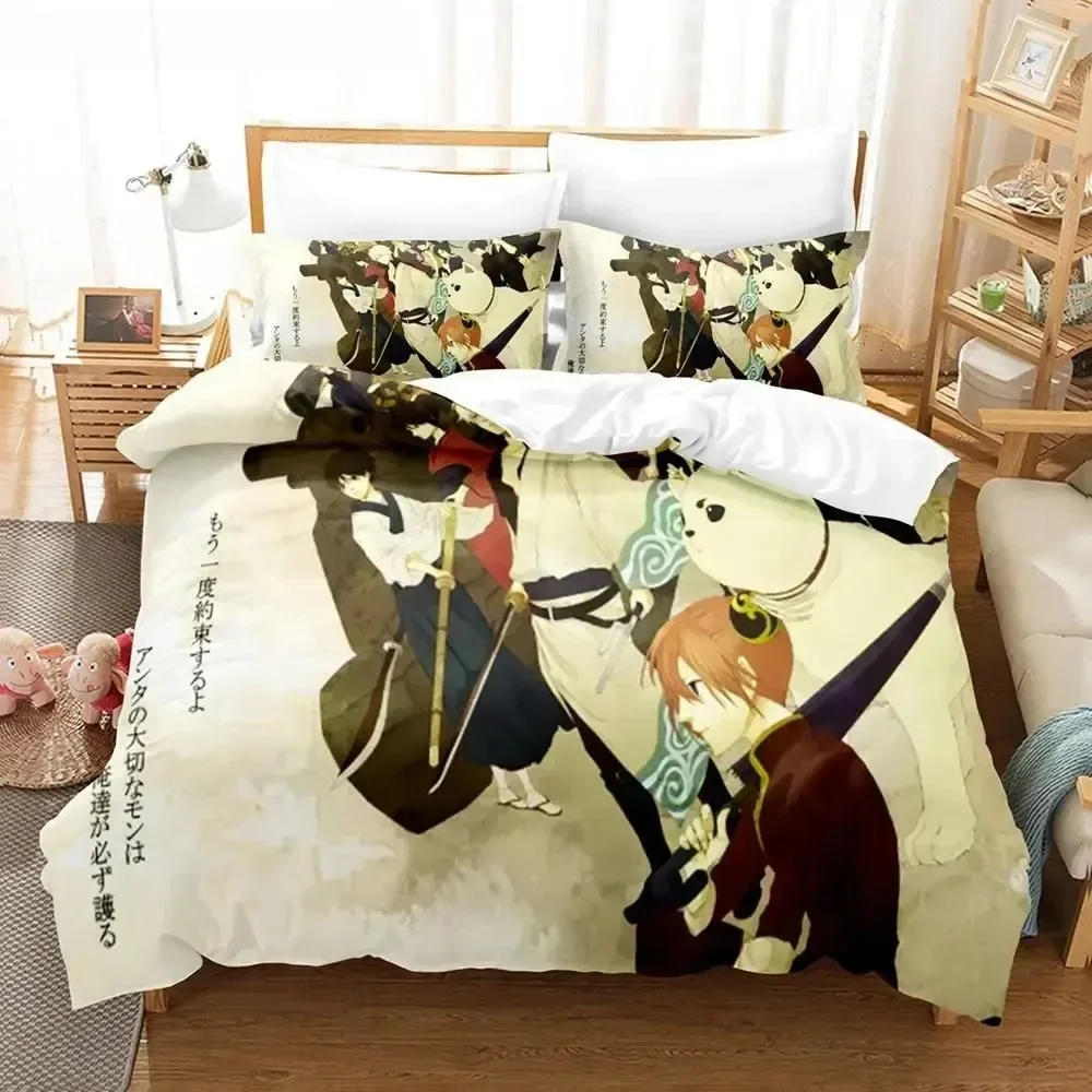 

New Gintama Bedding Set Duvet Cover Pillowcases For Adult Kids Single Double Full Queen King Kids Teens Sakata Gintoki Bed Linen