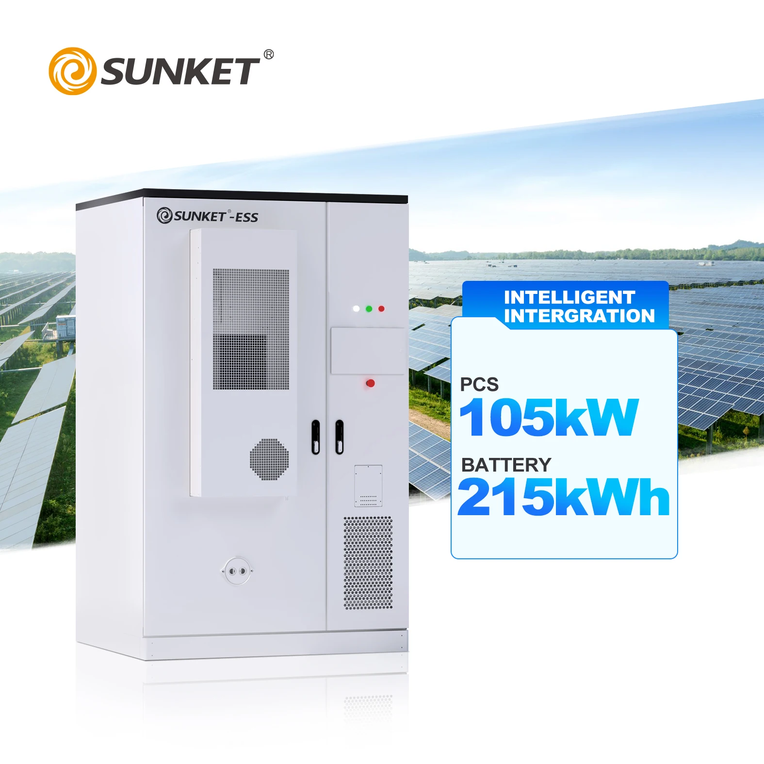 Sunket Solar 105kW Lithium Ion 215KWh Battery All-in-One Industrial & Commercial Outdoor Cabinet Energy Storage System