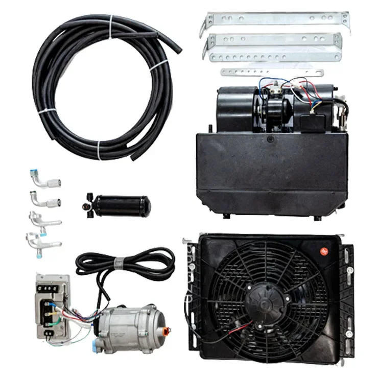 24V Truck Sleeper Parking Cooler AC Kit Car 12v Compressor Electric Tractor Cab Air Conditioner