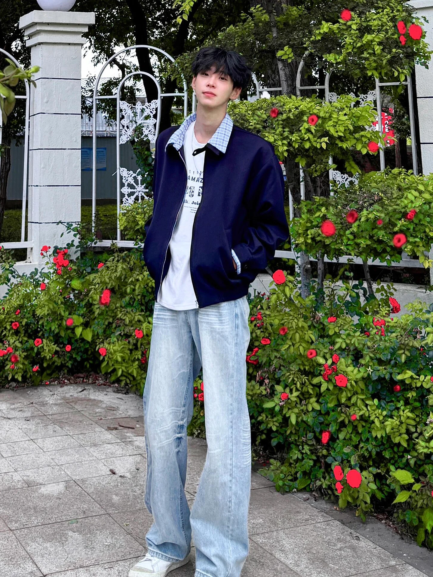 

Мужская осенняя куртка-бомбер с эффектом двухслойности, в стиле High Street, свободного кроя, с длинными рукавами, в стиле Miu System.