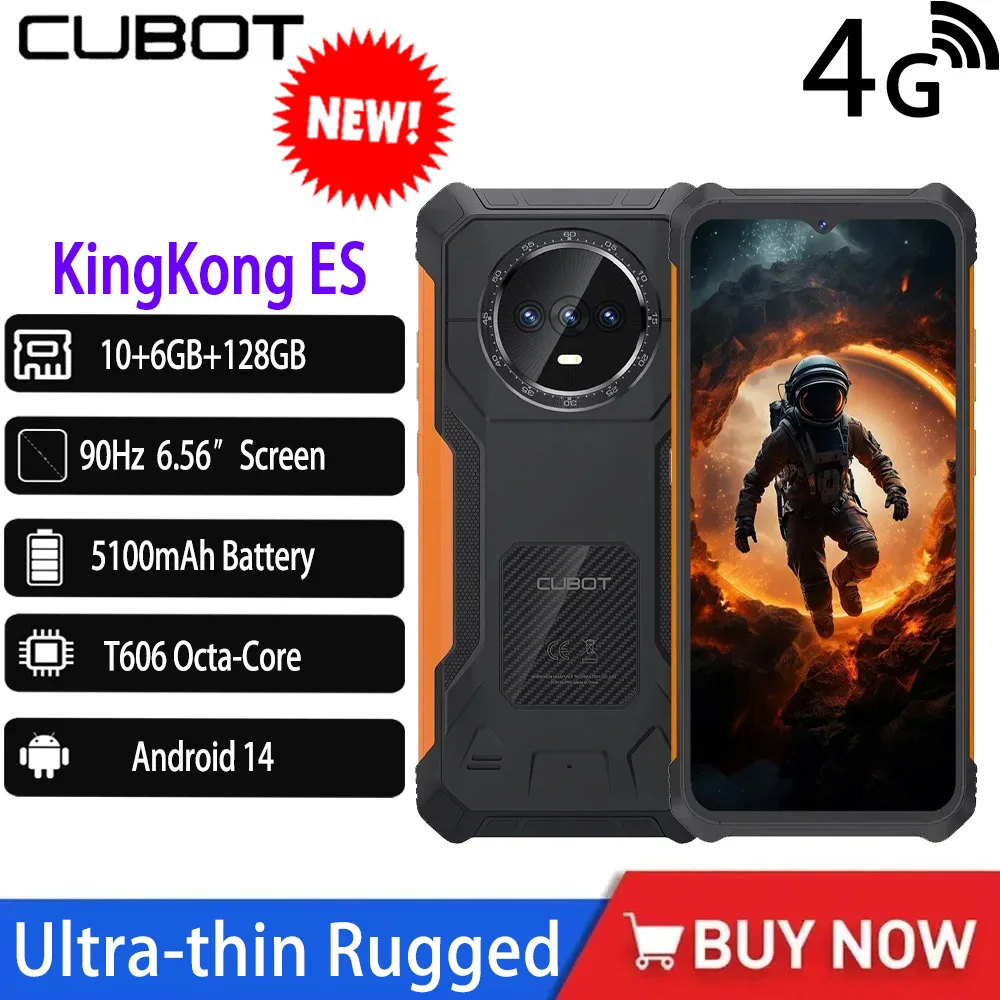 Ультратонкие прочные телефоны Cubot KingKong ES, дисплей 6,56 дюйма, 90 Гц, 6 ГБ + 128 ГБ, Android 14, 48 МП, T606, восьмиядерный мобильный смартфон, 5100 мАч Ультратонкие прочные телефоны Cubot KingKong ES, дисплей 6,56 дюйма, 90 Гц, 6 ГБ + 128 ГБ, Android 14, 48 МП, T606, восьмиядерный мобильный смартфон, 5100 мАч