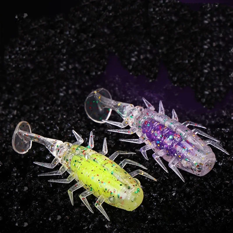 レーザースパンコール付きソフトフロートフィッシングルアー,人工餌,小さなパドルTテール,5cm, 2g, 5個セット