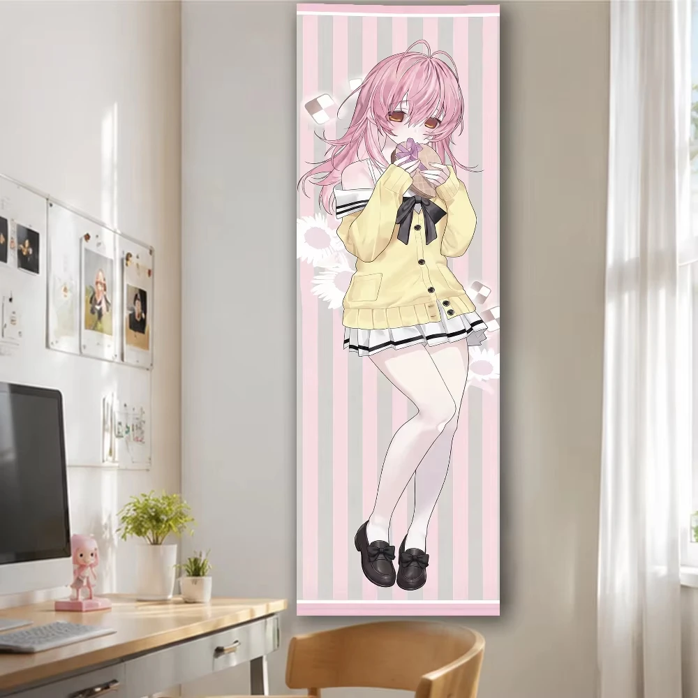Du und ich und sie: Anime-Mädchen-Wandteppich mit langem, süßem, pinkfarbenem Kleid, vertikale Anime-Wanddekoration für Otaku-Schlafzimmer und Zuhause – Detail 3