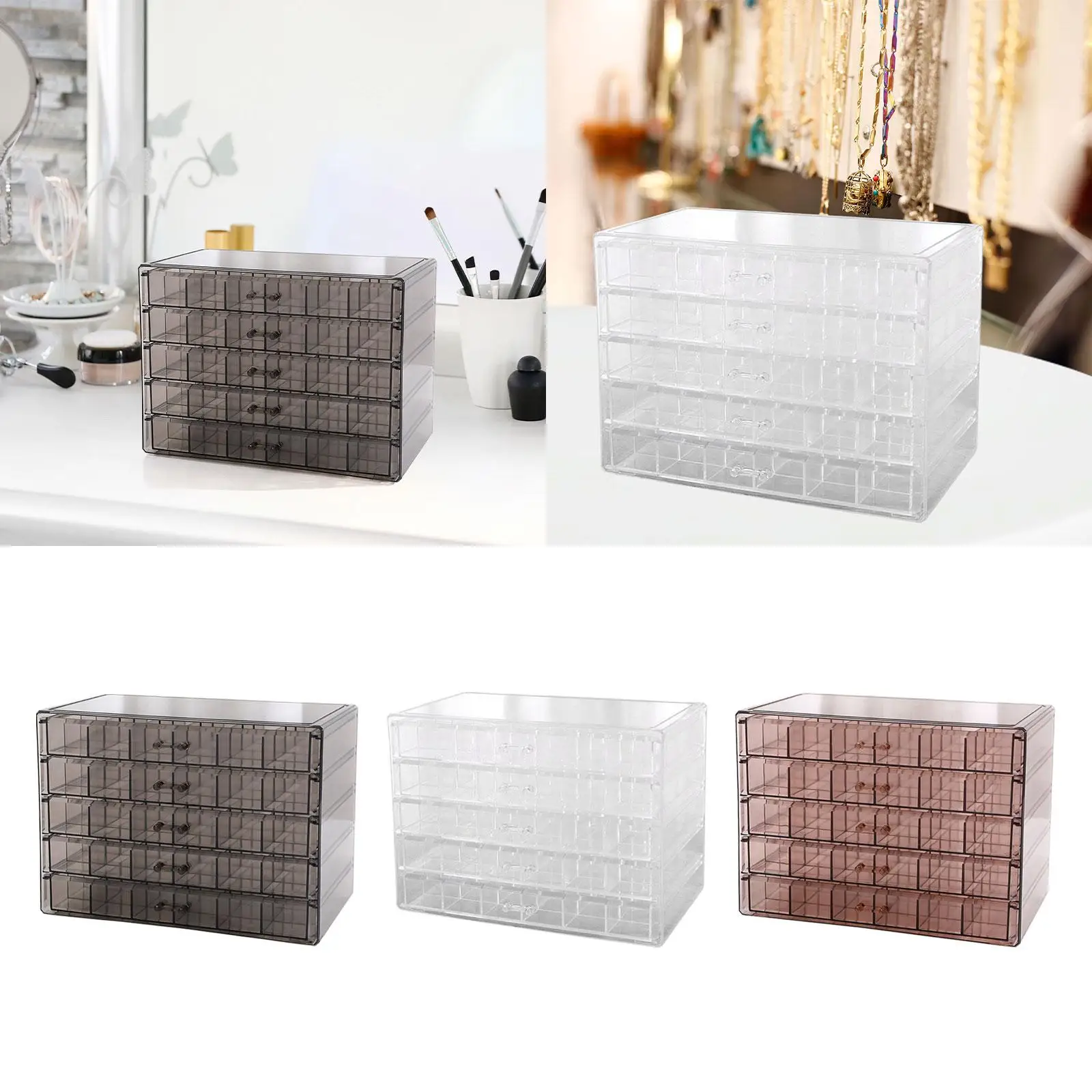 Earring Rings Storage Box Large Capacity Empty 120 Grids for Women Girls Container Nail Art Rhinestone Glitter Jewelry Case