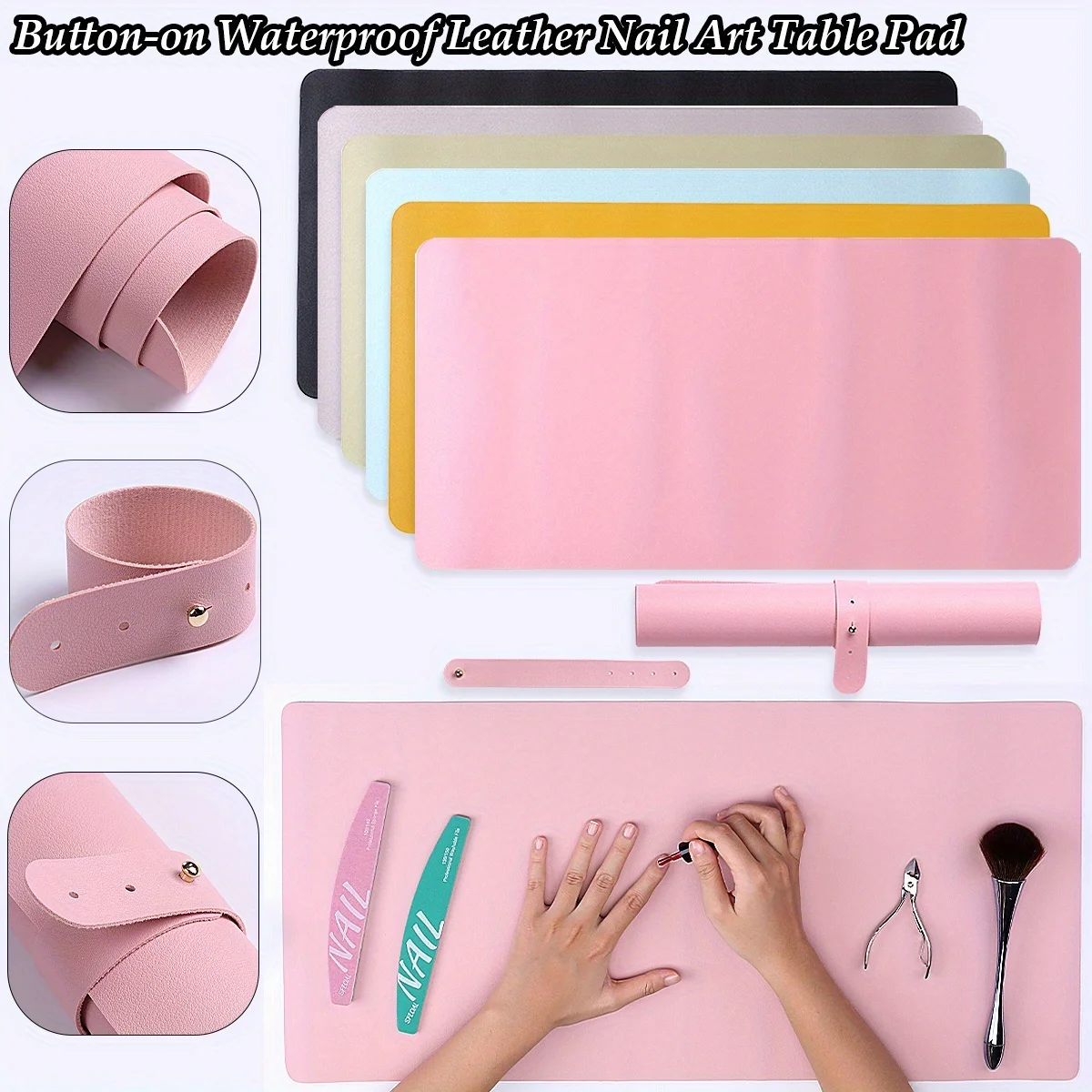 Foldable Leather Mouse Pad, Waterproof Desk Writing Mat, Large Manicure Pad, Multi-Purpose Desktop Protector for Home Nail Salon