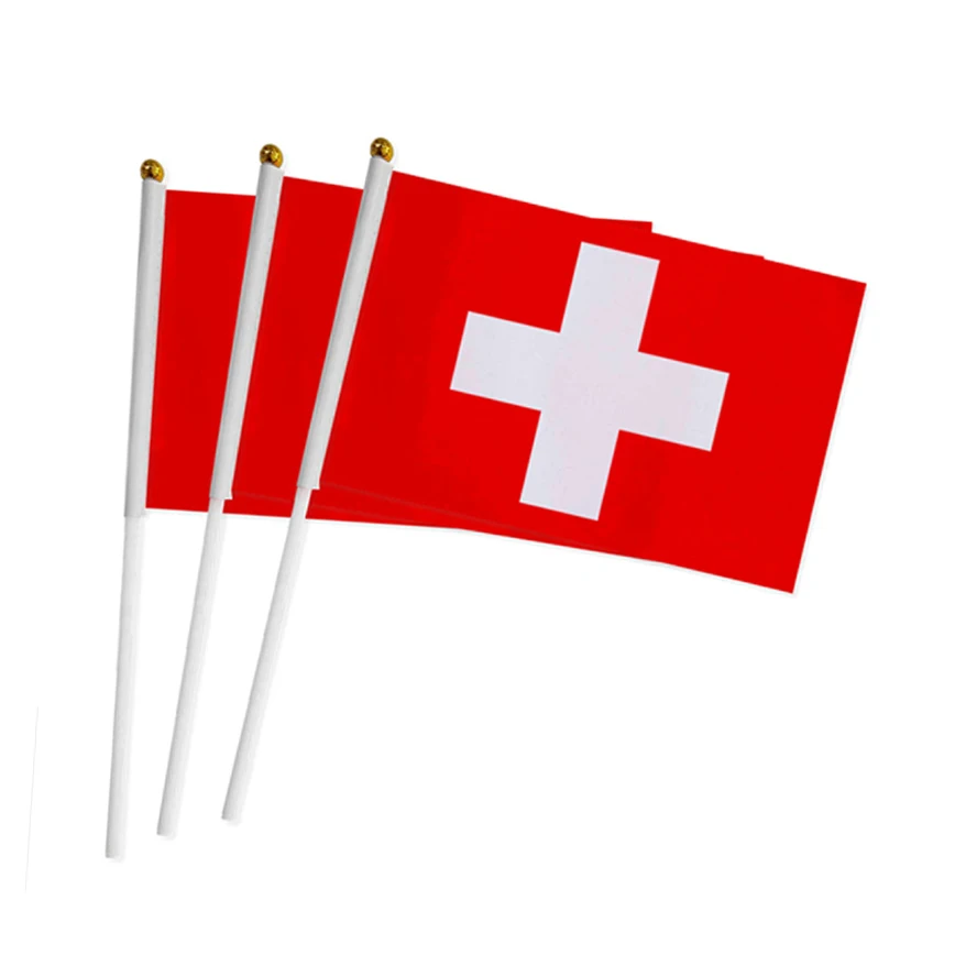 10 stücke 14*21cm schweizer hand winken national flagge schweizer hand flagge