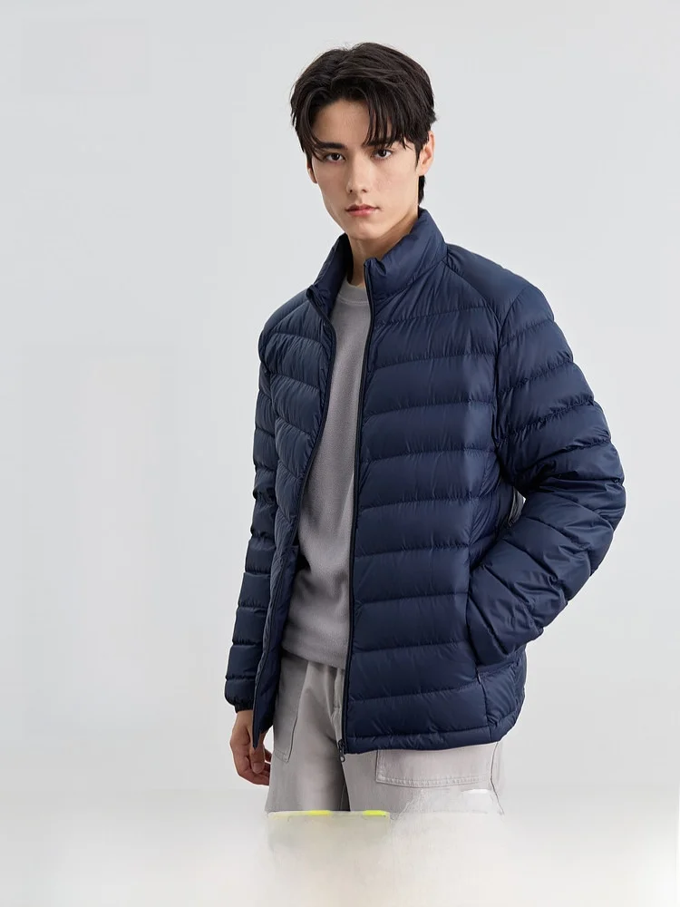 

Легкая мужская пуховая куртка Snowflake Spring 2026 для активного отдыха, с капюшоном, воротником-стойкой, утепленная, городской стиль, регулярный крой