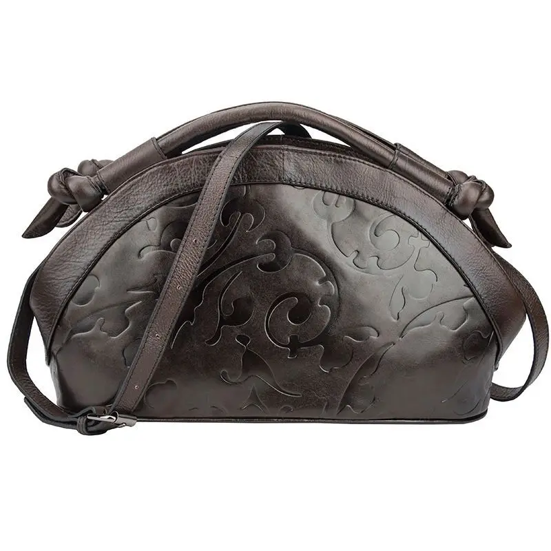 2026 New Retro Package First-layer Cowhide Leather Bag Women Handheld Oblique Span Bags European American Old Leather Bag - view 4