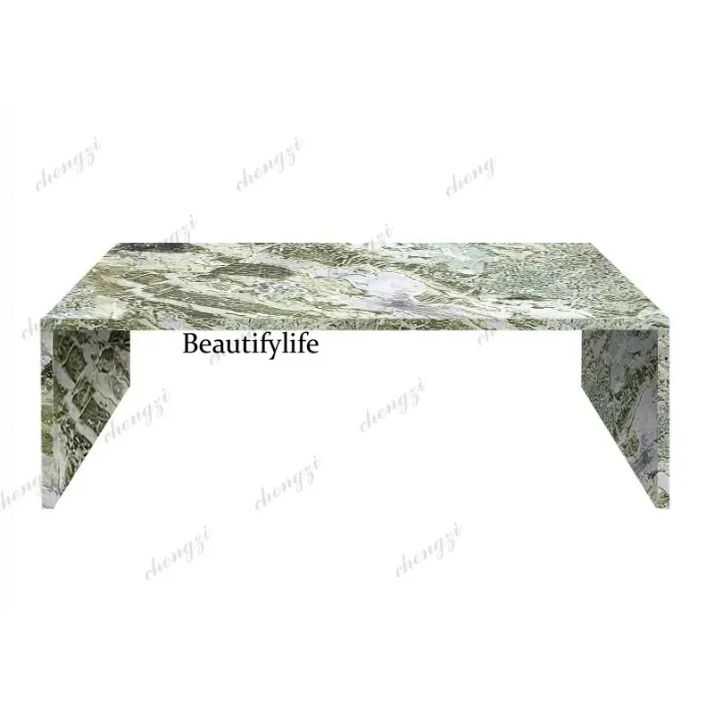 K153 Natural marble, purple light luxury style, modern simple coffee table, living room rectangular tea table