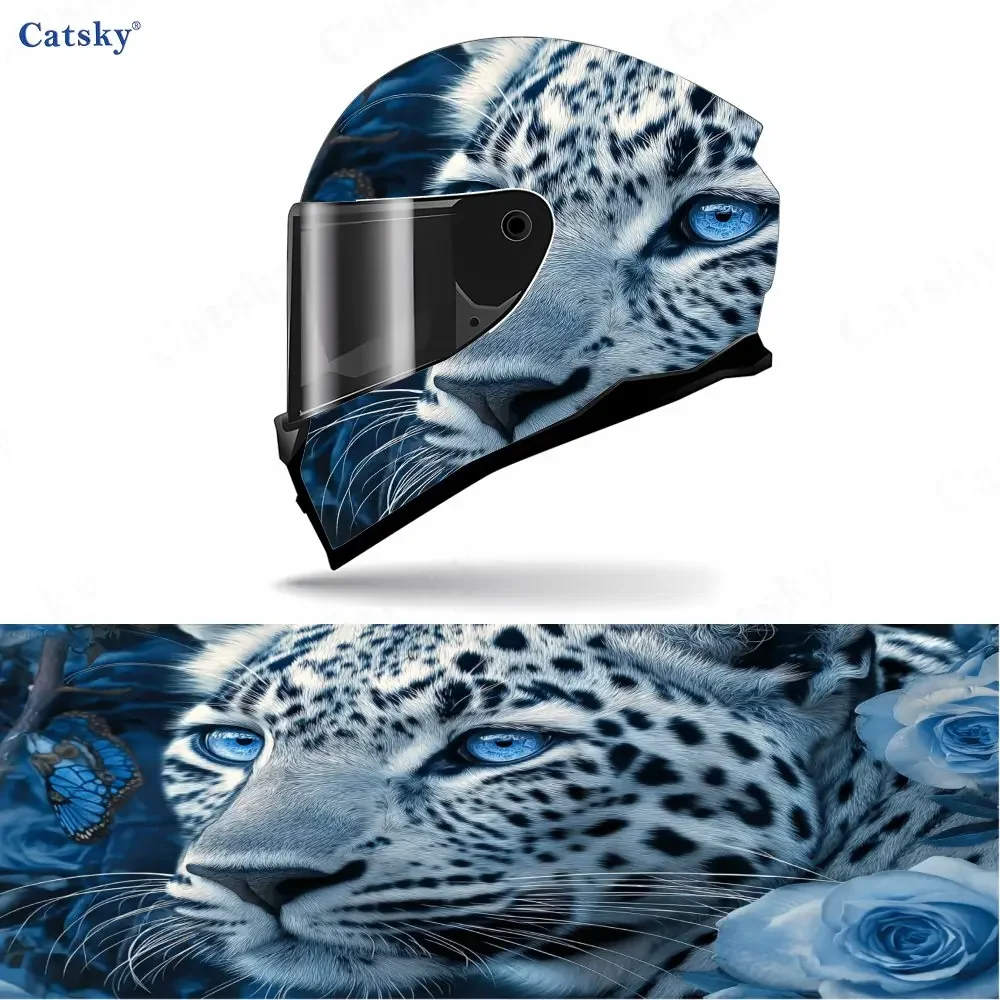 2D Flat Wolf Eyes Rose Leopard Motorcycle Helmet Sticker-fully Covered,self-adhesive,waterproof,scratch Resistant-suitable For R