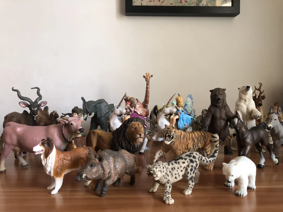 Brinquedos de Modelos de Animais Reatas Schleich: Gira de Pescoço Longo, Tie, Leão e Elefante para Crianças, Bonecos d...