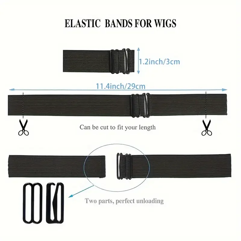 1-25 Pieces Black 3 cm Adjustable Wig Elastic Bands Adjustable Elastic Wig Straps for Making Wig Cap Accessories wig tools ﻿