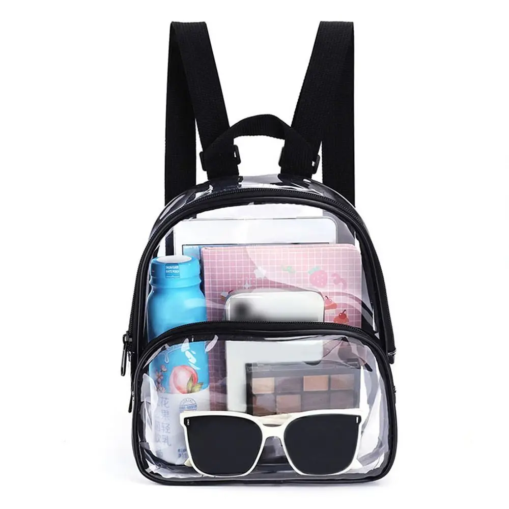 

Waterproof Transparent Backpack 2 Pockets Large Capacity Students School Bag Adjustable Shoulder Strap INS Beach Bag Unisex