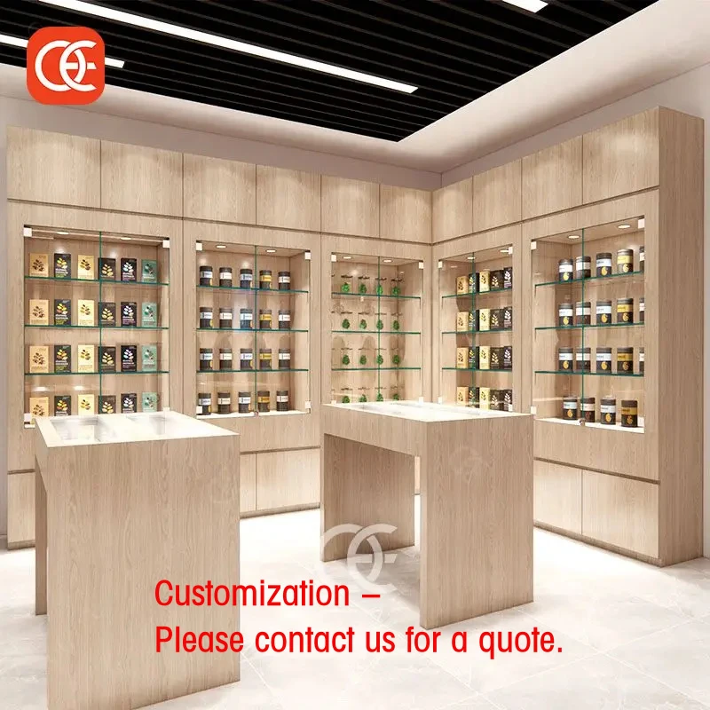 custom.Odm Service Display Smoking Accessories Lockable Shop Renovation Plywood Cigar Shop