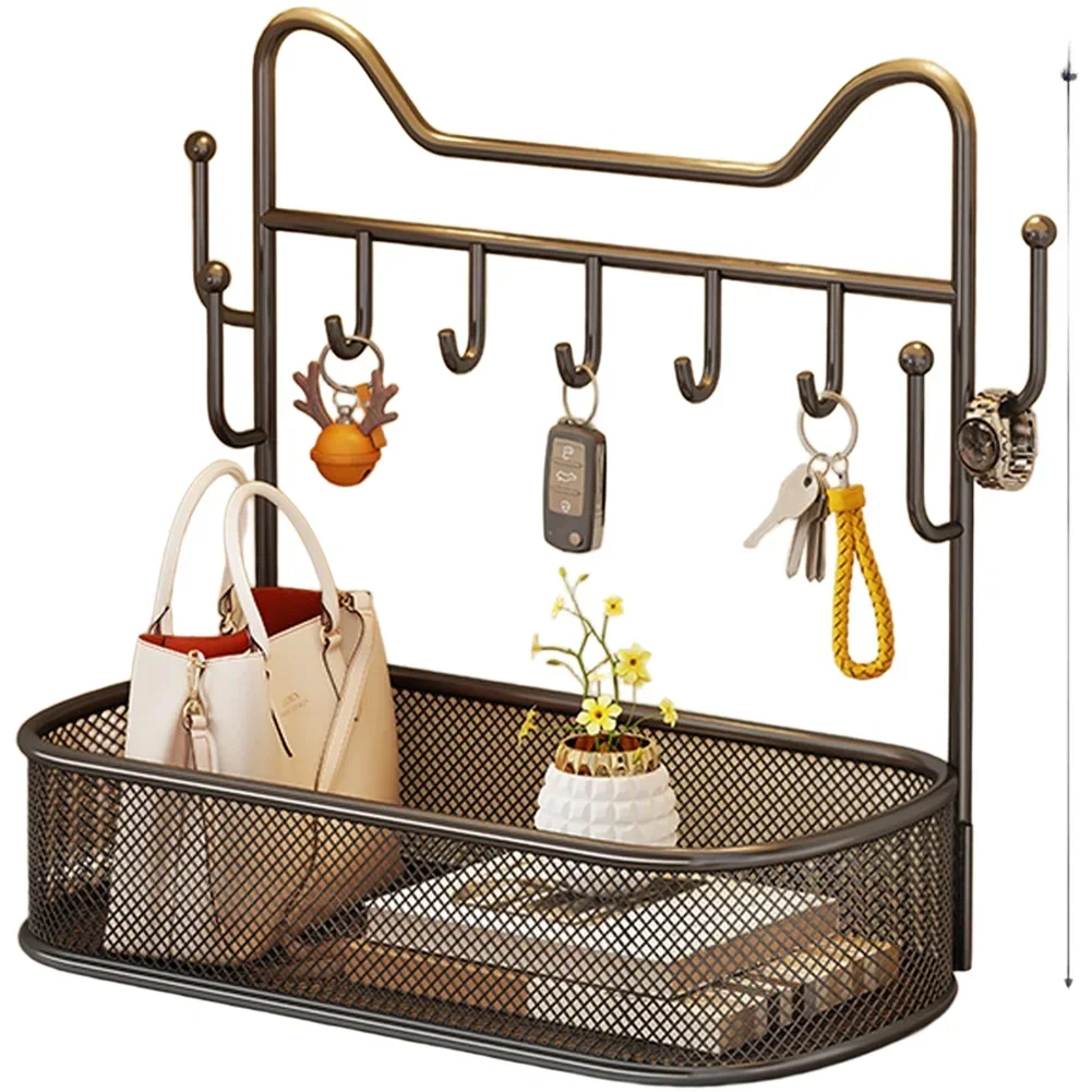 Decorative Iron Key Holder with Minimalist Design for Home Office Entryway 30 15 26cm in Black and White Color Options