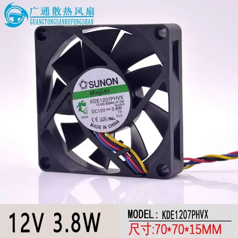 for SUNON KDE1207PHVX 7015 12V 3.8W 7CM Suspended Maglev CPU Cooling Fan Original