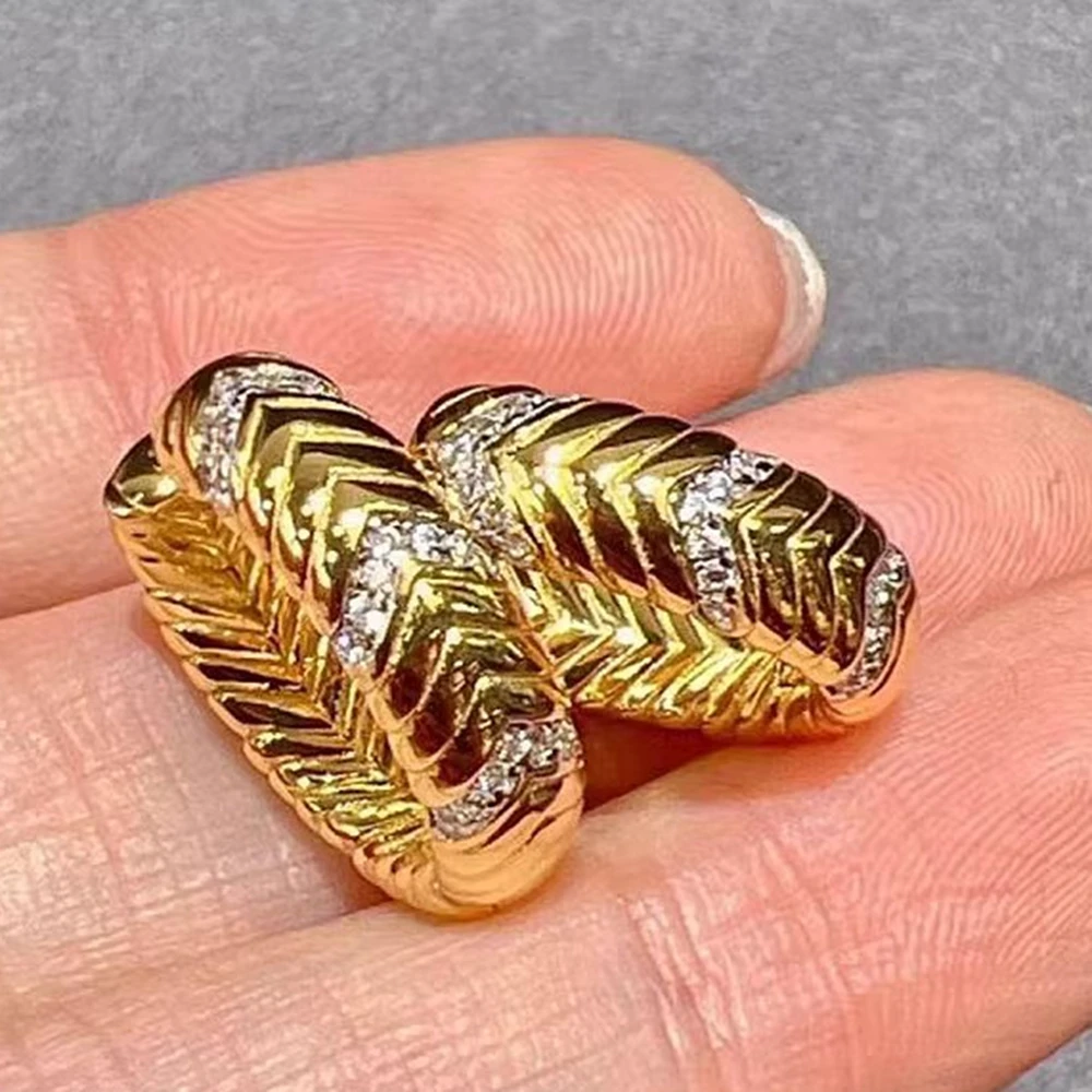 KQDANCE New High Craft Synthetic Zircon Daimond Snake Pattern Huggie Hoop Earrings 925 Silver Gold Plated Luxury Jewelry