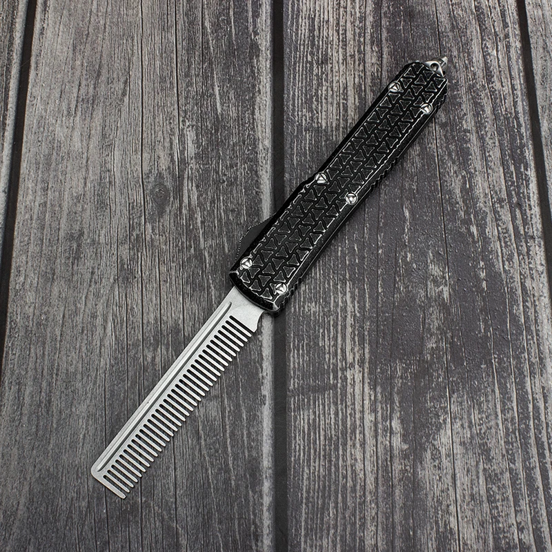 UT Tactical Beard Comb Custom OTF Excellently Designed Stone Washed Aviation Aluminum Handle Pocket Cool EDC Tools