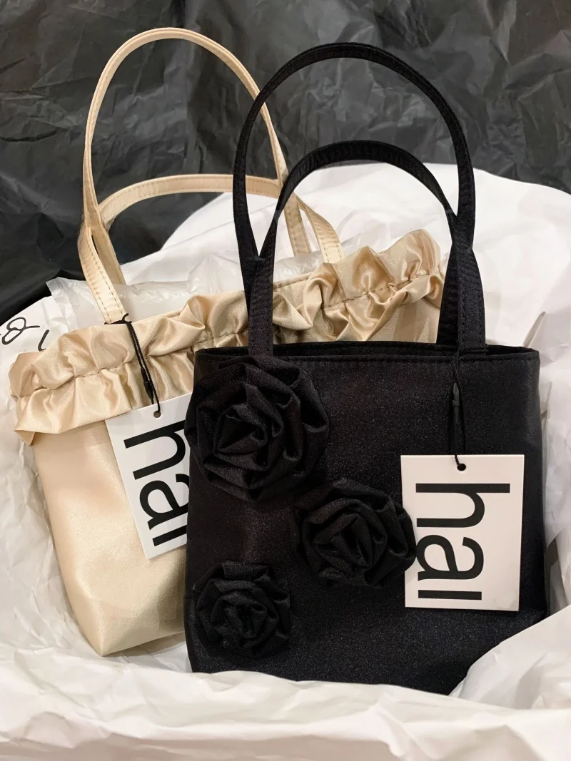 

Ручная сумка-тоут с цветком розы под мышками, новая весна-лето, маленькая дизайнерская сумка-тоут с цветочным принтом, мягкая ткань, повседневная молодежная сумка