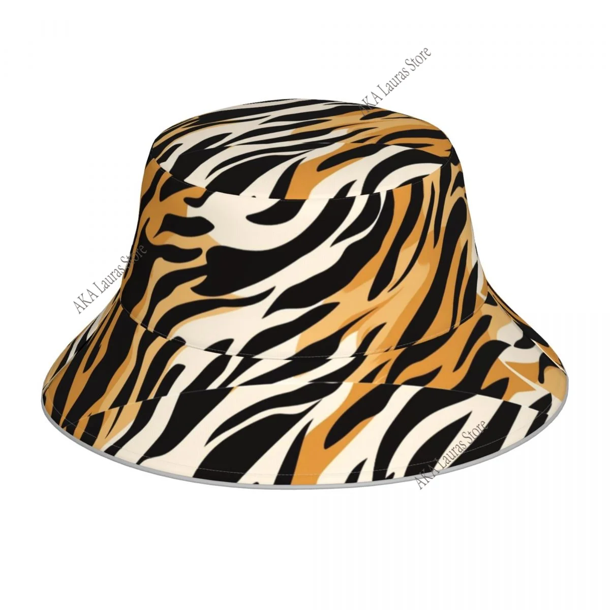 Abstract Tiger Stripes Reflective Bucket Hat Summer Hats Fisherman Hat Foldable Women Men Sunscreen Shade Caps