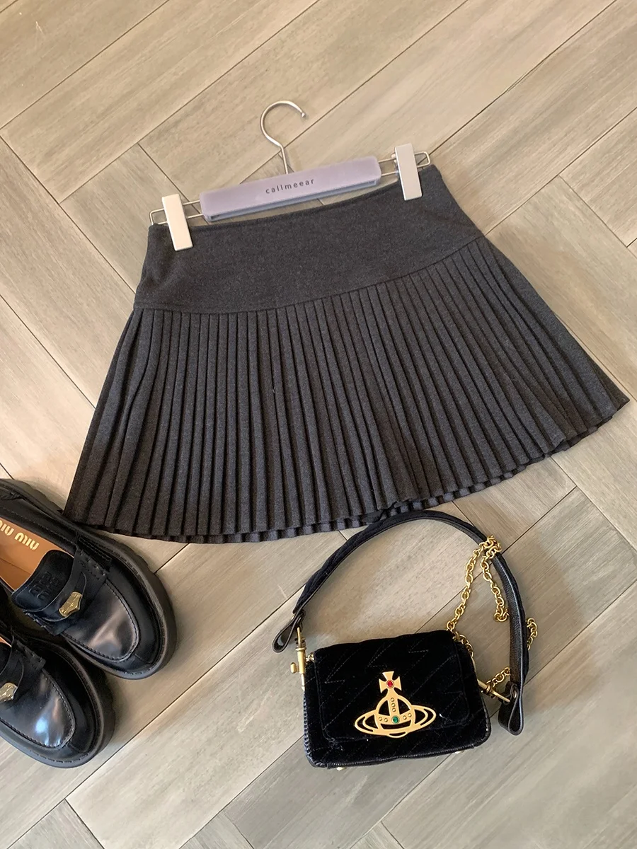 

Юбка-трапеция CallmeEar Thiened Fine Pleated 30 с защитой от морщин и скатывания, средней/высокой посадки, из смесовой ткани (полиэстер, хлопок, спандекс)