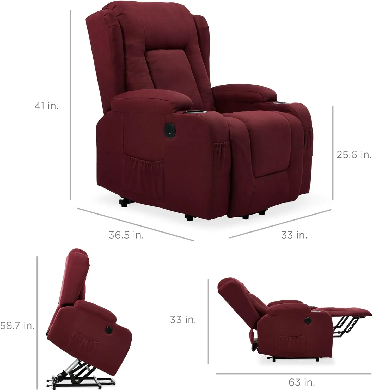 Best Choice Products Modern Linen Electric Power Lift Chair, Recliner Massage Chair, Adjustable Furniture for Back