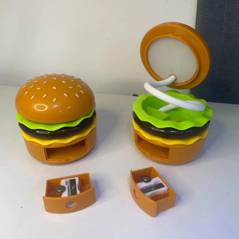 Creative Burger Night Lamp Pencil Sharpener Led Night Light With Storage Atmosphere Desk Lamp USB Charging Type-C Interface