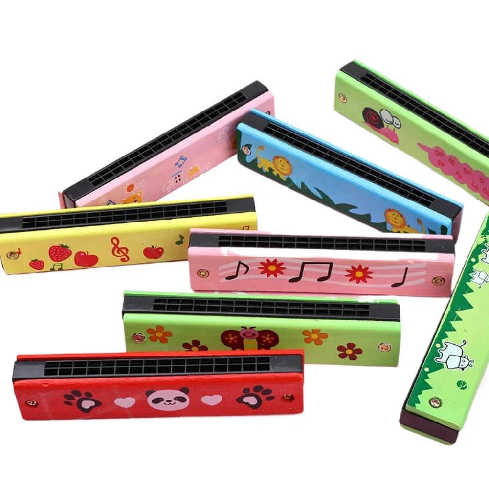 8/12 Pcs Wooden Double Row Kids Enlightenment Musical Instrument Harmonica Birthday Party Wedding Guest Gift Classroom Prizes