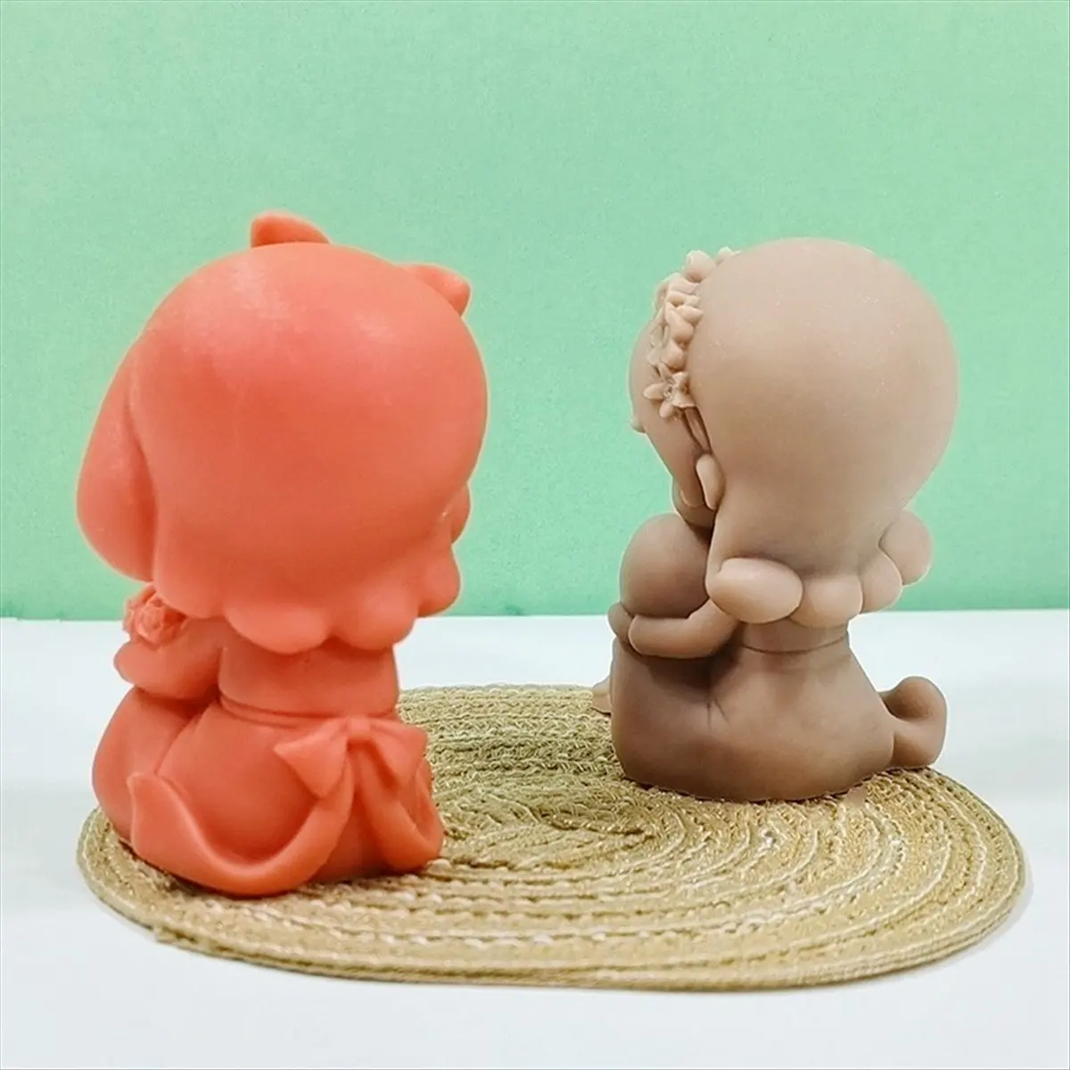 신제품 2개입 3D 장미 하트 모양 소녀 양초 실리콘 몰드 DIY 장미 소녀 수제 향초 석고 레진 몰드