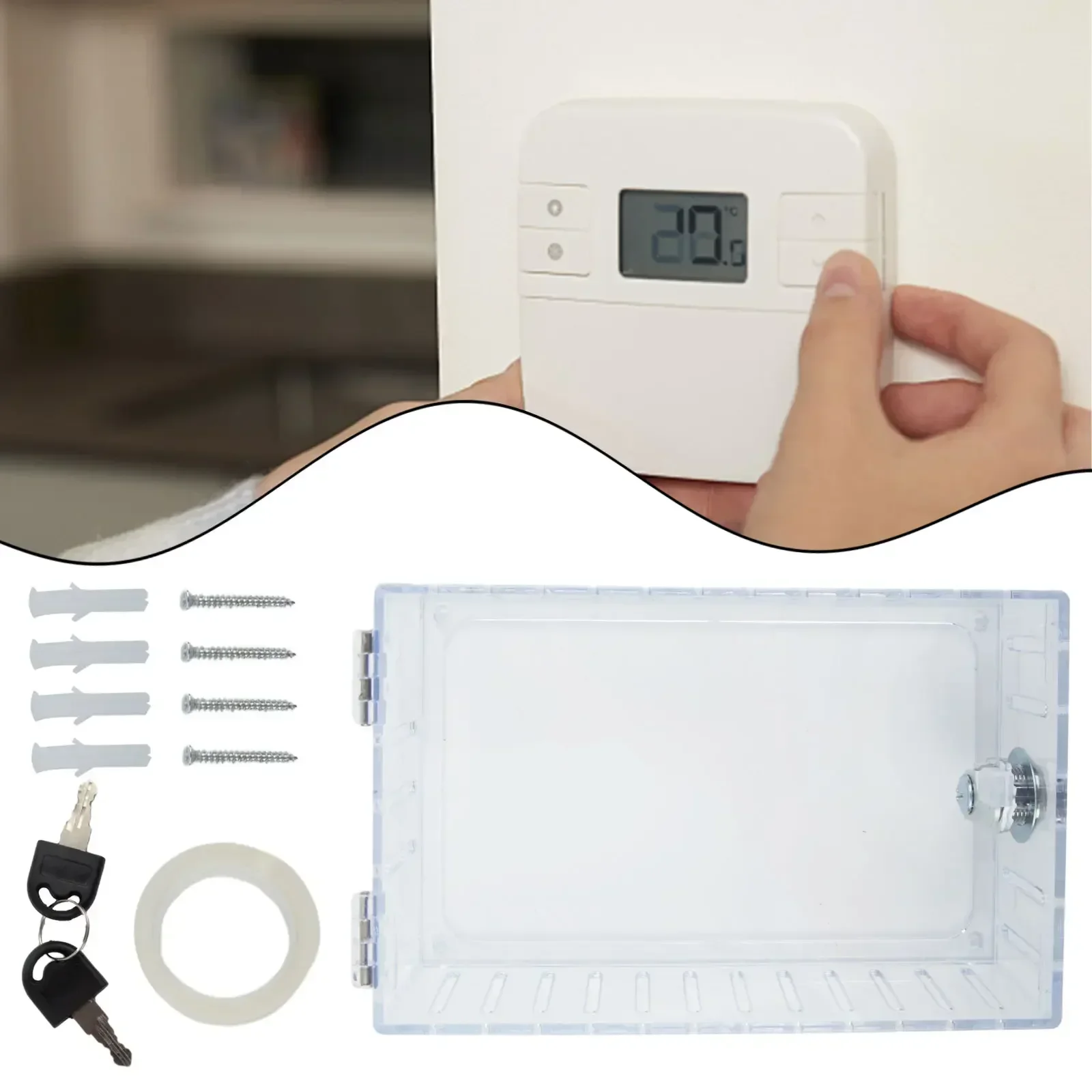 Thermostat Protection Cover Clear Thermostat Lock Box & Lock Transparent Protector Guard Cover Box For Home School