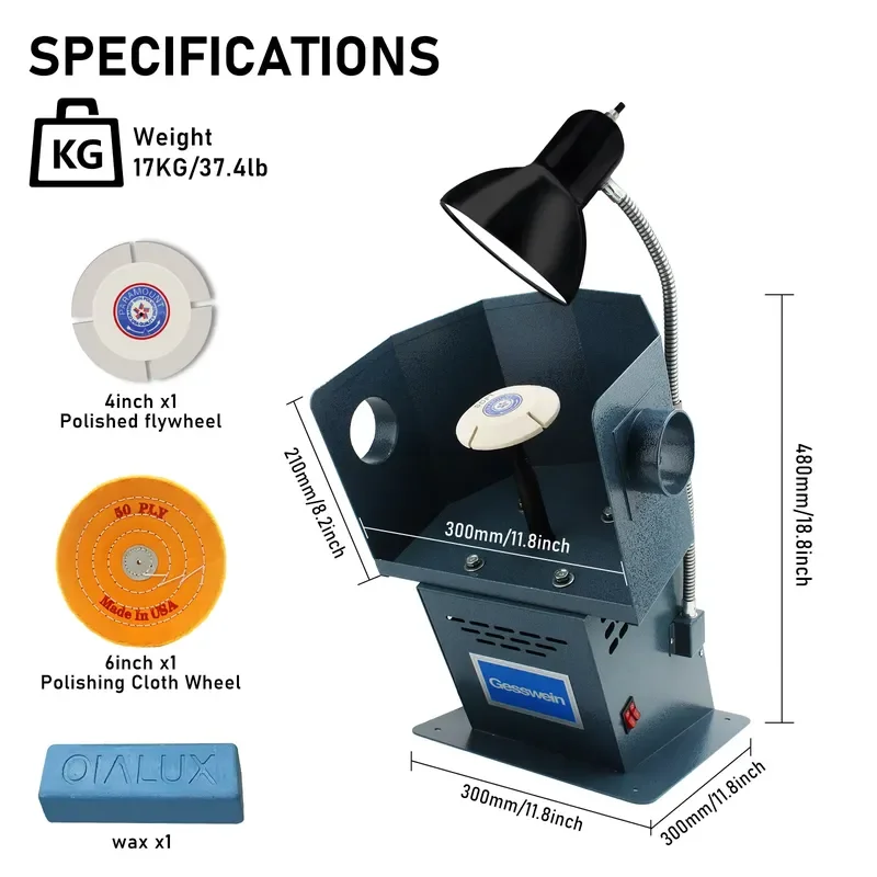 DM-4 3450RPM Desktop Jewelry Polisher Split Lapping Polishing Machine with Lamp Rotary Lap Wheel Jewelry Tools Finishing