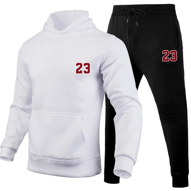 

Casual Mens Tracksuit Printed Sweatshirt Sportswear Fitness Sports Jogging Mens Clothing Korean Style Single Piece Hoodies Pants