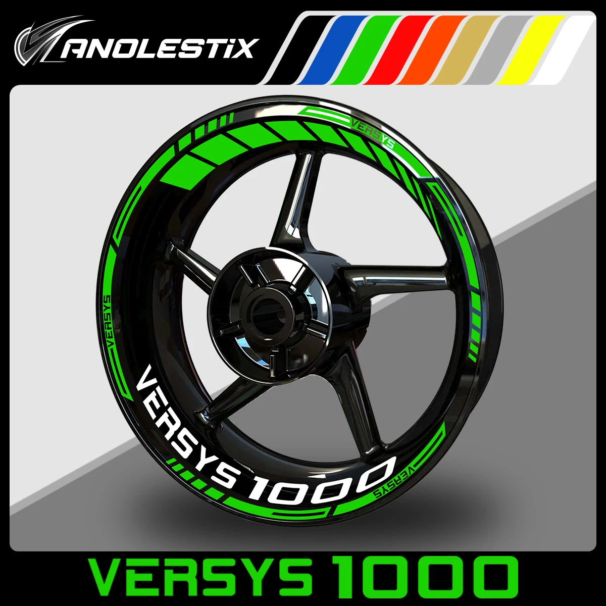 AnoleStix-pegatina reflectante para rueda de motocicleta, cinta de rayas para llanta, para Kawasaki Versys 1000 LT