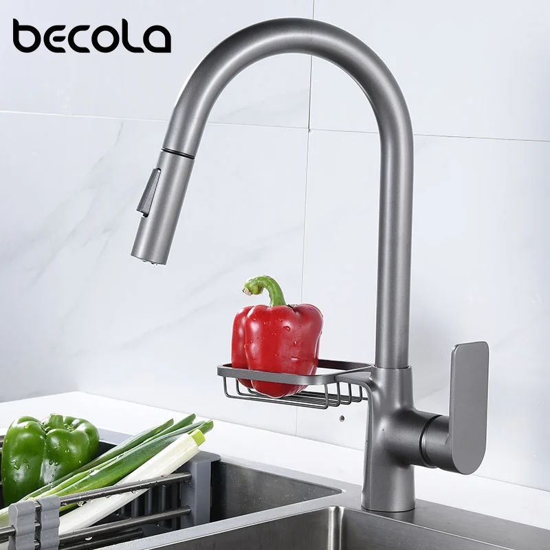 

Becola Preto Torneira Da Cozinha Duas Funções Único Punho Pull Out Mixer Torneiras Torneira Pulverizador Fluxo Rotação Pia Tap