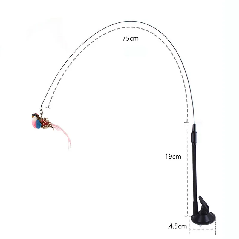 Katzenspielzeug, simulierter Vogel, Feder, Katze, neckender Stick, Epoxidharz-Sauger, Stahldraht, langer Stab, Katze, selbst, hoch, keine schädlichen Inhaltsstoffe – Detail 2
