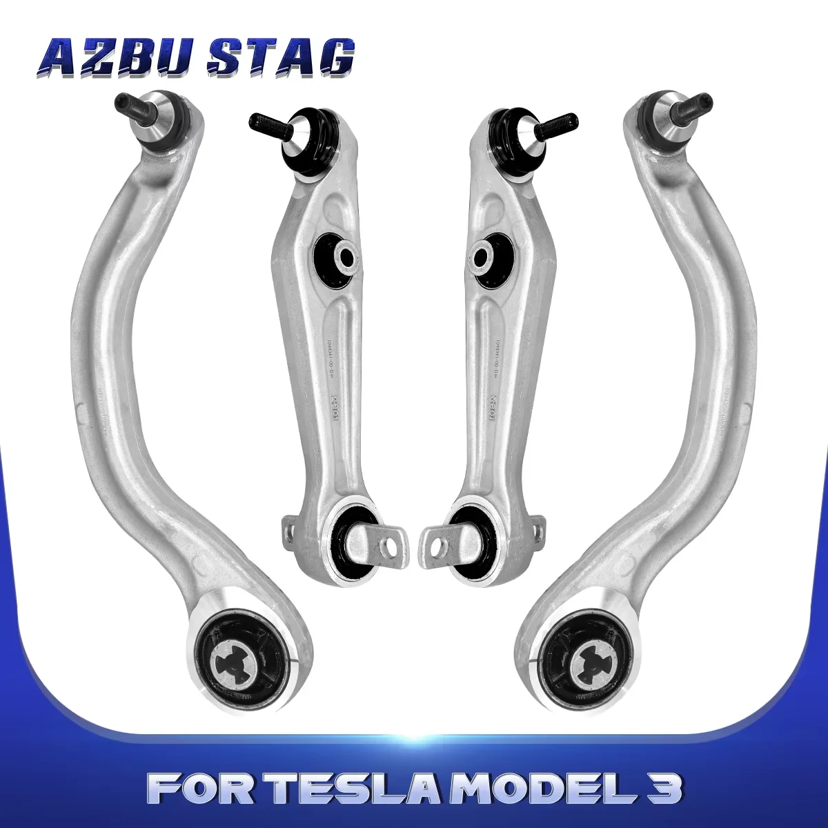 AzbuStag 4Pcs Front Lower Left Right Control Arm Assembly Suspension for Tesla model 3 2017 2018 2019 2020 2021 2022