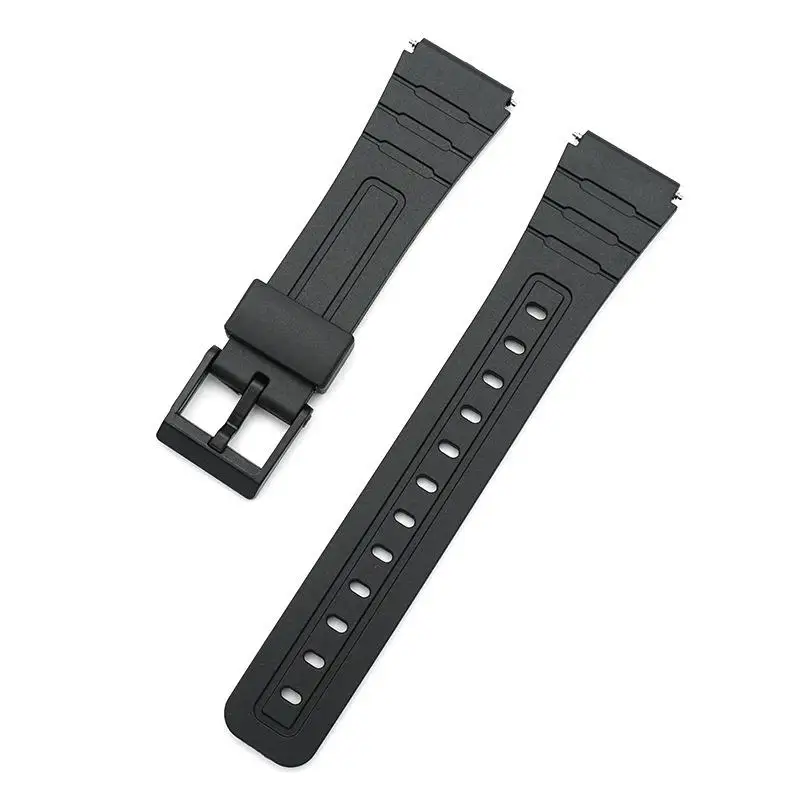 

Watch Band Replacement Strap For F84 F94F-91W F105 F108 A158A168 18mm Black Resin Plastic Wrist Watchstrap with Pin Buckle