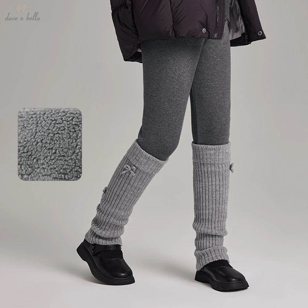 Dave Bella Girls Fleece-lined Leggings Winter Warm Knitted Pants 7-13 Years Teen Kids Elastic Waist Trousers DK4263653