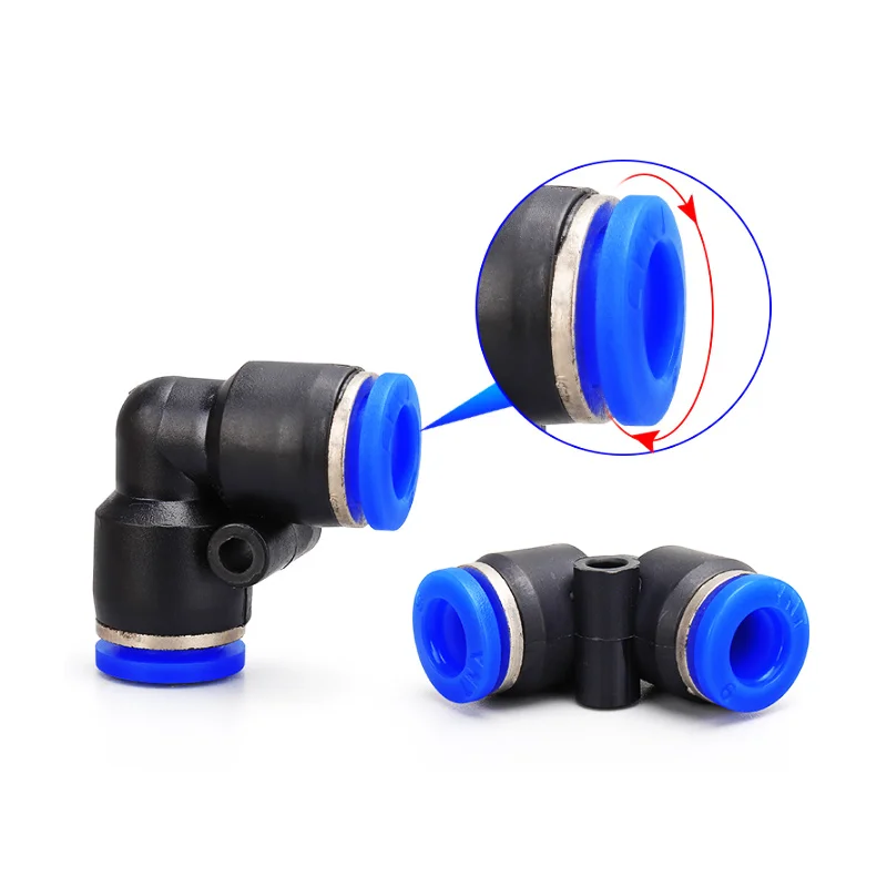 50/100pcs L type 90 Degree 2way Pipe Connector Pneumatic Fitting Plastic 4mm 6mm 8mm Staght Push In Quick Slip Lock Fittings