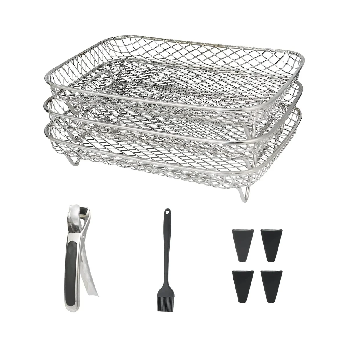 Rectangle Air Fryer Rack Set. Air Fryer Accessories for Air Fryer DZ201, DZ401, Including 4 Feet for Extendable Space