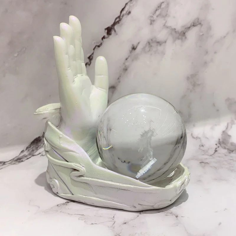 

Cloud Pattern Buddha Hand Resin Craft Ball Stand Crystal Ball Holder Home Decor Entrance Tabletop Creative Decoration
