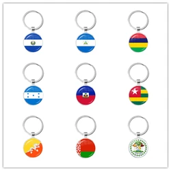 National Flag Glass Cabochon Keychain Sardova,Nicaragua,Mauritius,Honduras,Haiti,Togo,Bhutan, Belarus, Belize Keyring Keyholde