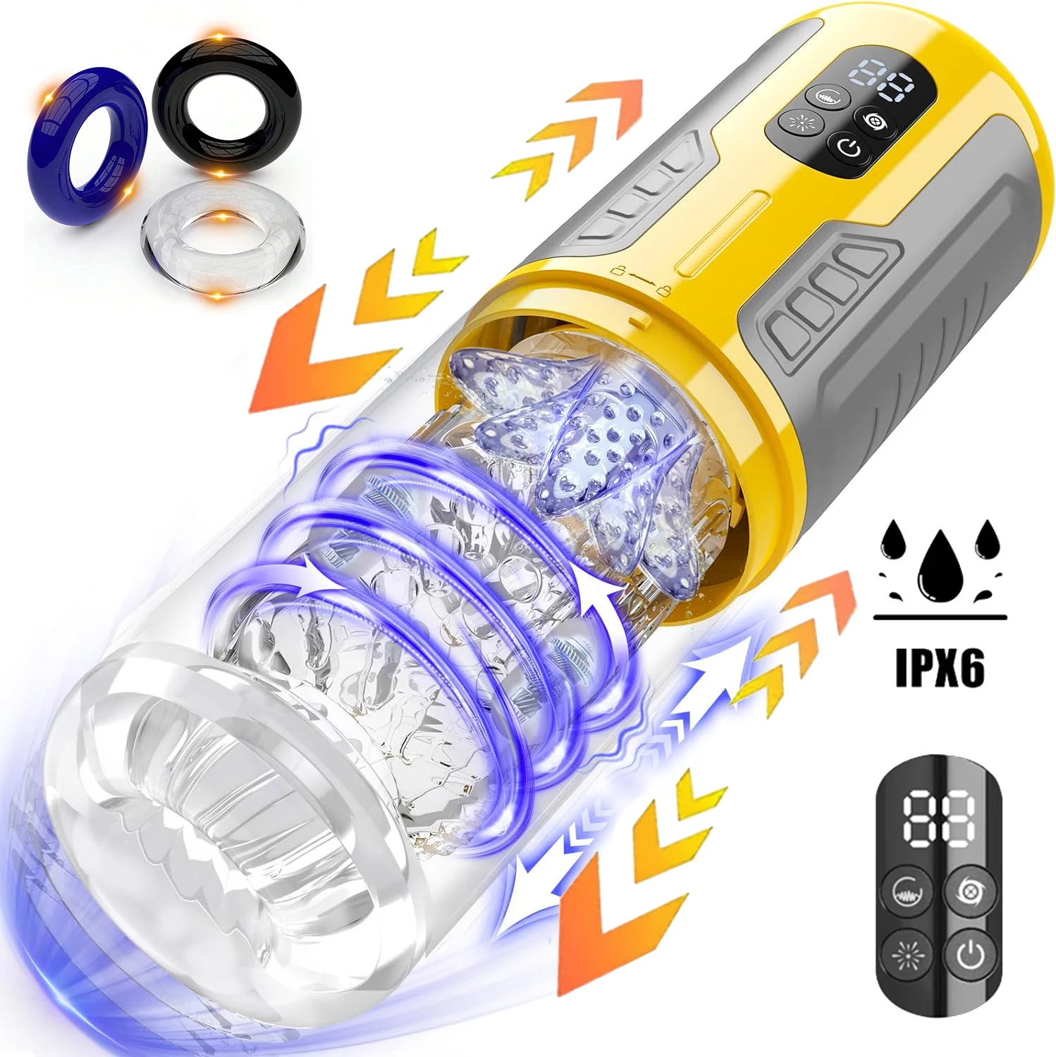 

IPX6 Automatic Male Masturbator 7 Thrusting Rotating Licking Modes LED Display Pussy Stroker Penis Pump Adult Sex Toys For Men