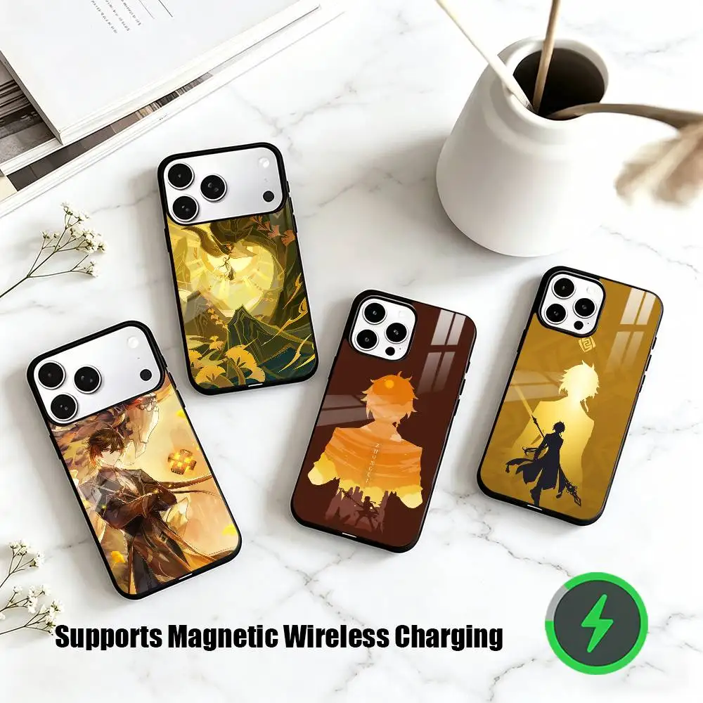 

Z-Zhongli Genshin Impact Phone Case For iPhone17,16,15,14,13,12,11 Plus,Pro Compatible with magnetic wireless charging