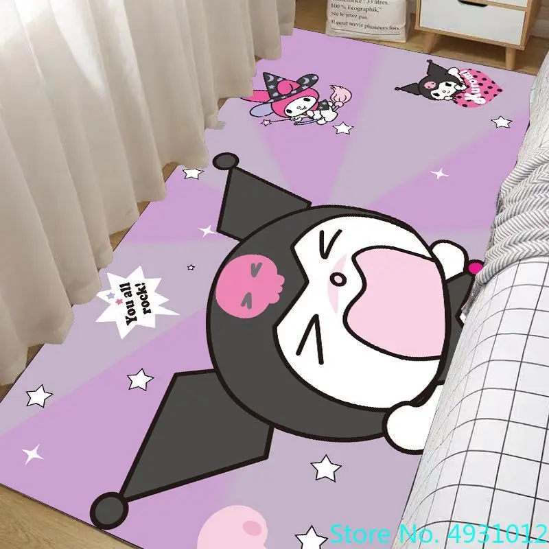 Alfombra creativa de dibujos animados en 3D, alfombra mágica con estampado de Anime Kuromi para decoración de sala de estar y dormitorio, alfombra antideslizante para gatear para niños