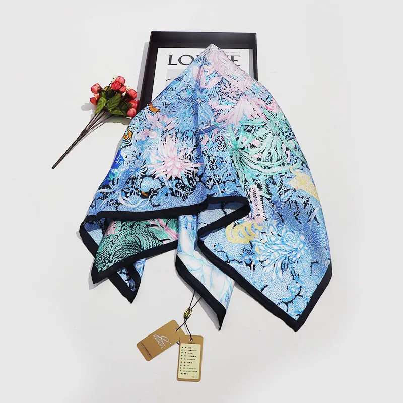 Tropical Jungle New 86 * 86CM Large Square Scarf, Pure Silk Silk, Silk Fibroin, Crepe Silk Scarf, Shawl Scarf