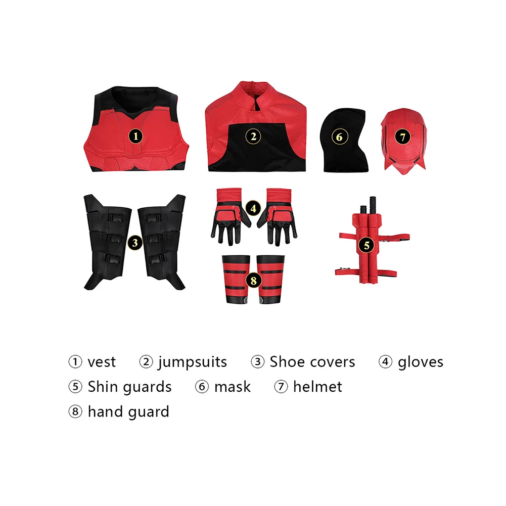 Costume de Cosplay de Matt Murdock pour Homme, Déguisement Dare, Combinaison, Accessoires de Sécurité, Carnaval d'Halloween, Trempé