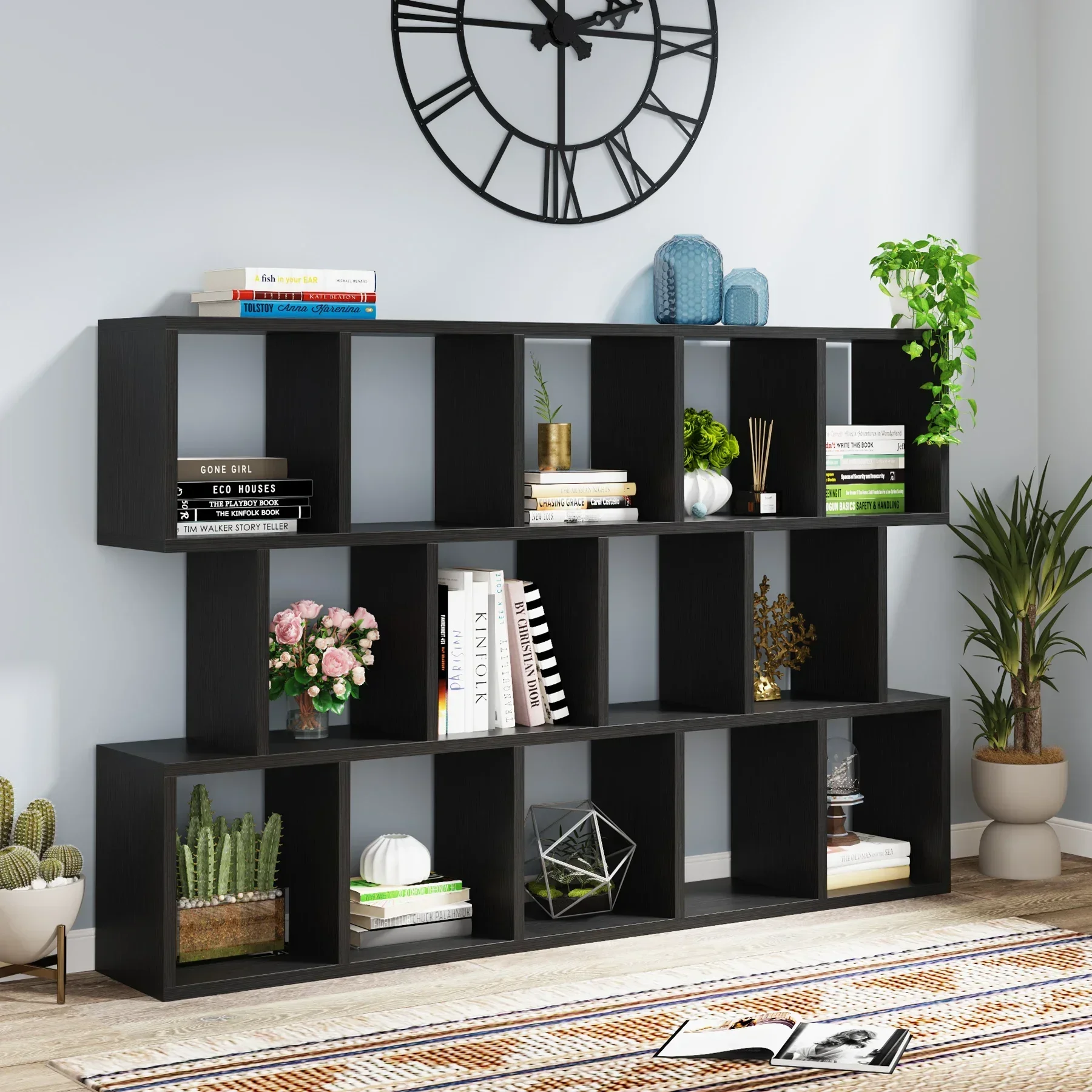 Tribesigns Modern Bookcase, 5-Shelf Storage Organizer Bookshelf with 14-Cube Display Book Shelf for Home Office, Living Room
